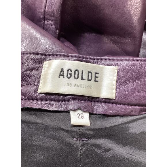 Agolde Recycled Leather '90's' Pinch Waist Black Pants Size 29 - Picture 4 of 4